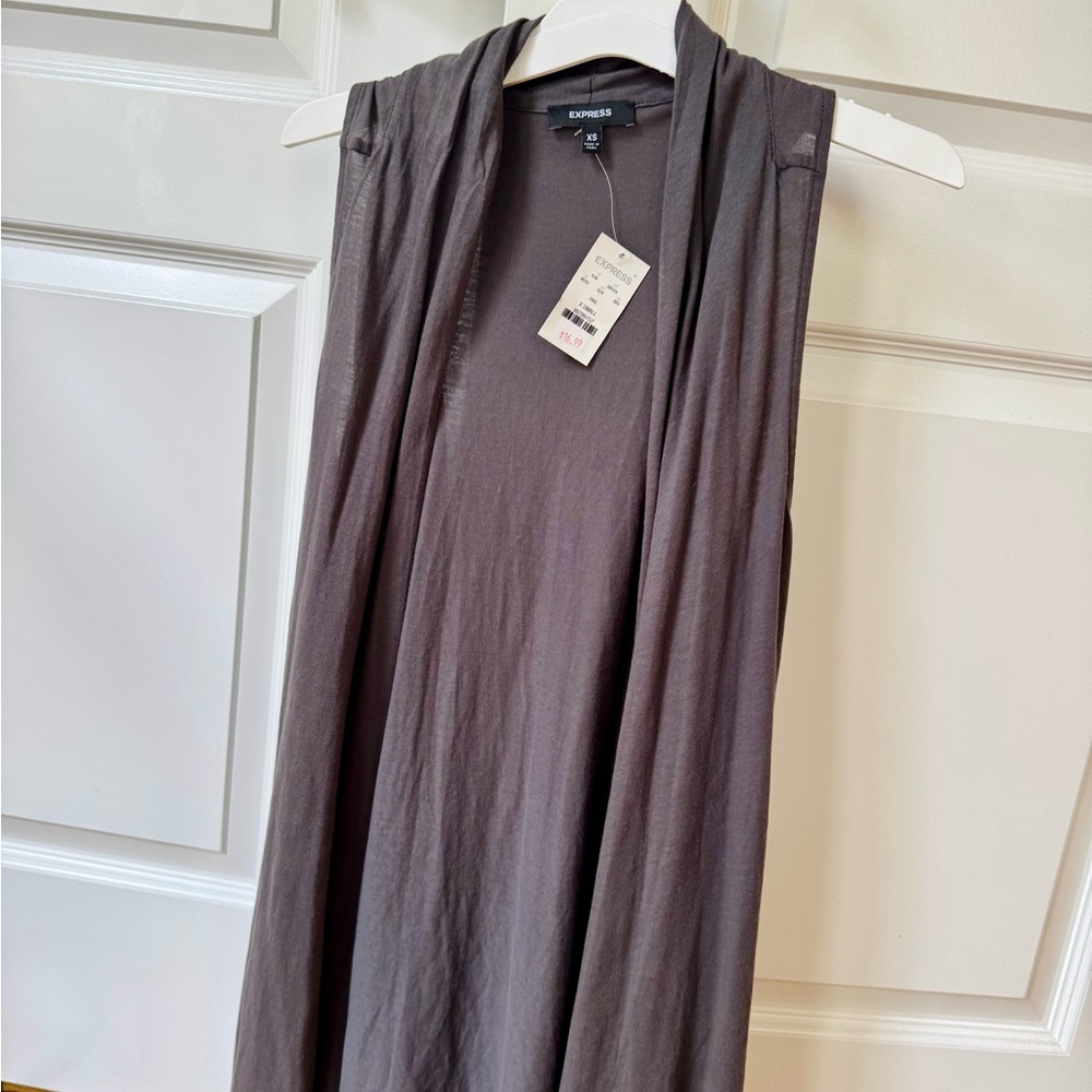 Express Charcoal Open Front Vest